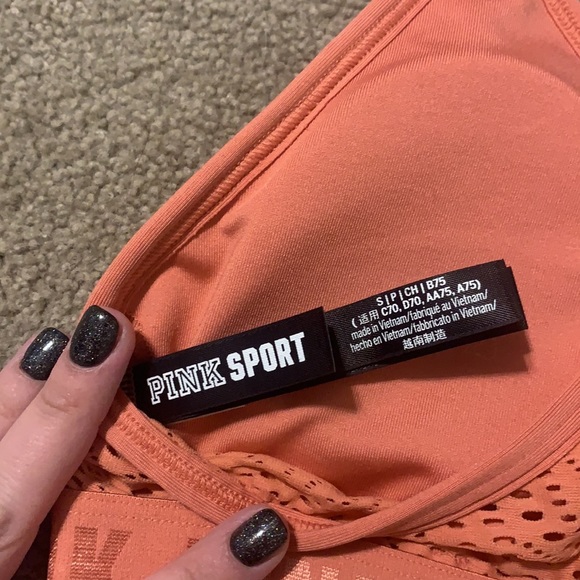 NWOT Pink Victoria Secret Peachy/Orange Sports Bra - Picture 5 of 5